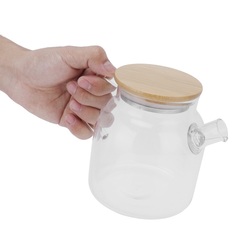 Transparent Glass Tea Pot 600ml Large Capacity Heat Resistant Water