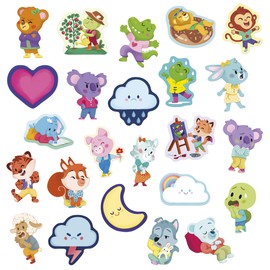 Janod - Confezione da 100 Adesivi - Busta di Adesivi Formato 5x5 cm - Le Emozioni - 3 Anni+ - attività Creative per Bambini - Apprendimento della motricità fine e della concentrazione