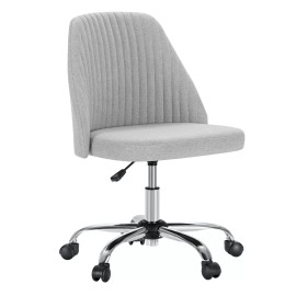 OLIXIS Armless Office Chair Cute Fabric Adjustable Swivel Wheel Desk Chairs For Home  - Gray