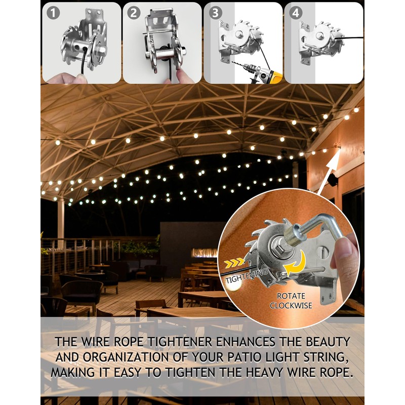 DEFUNX String Light Hanging Kit Outdoor 164 Ft Vinyl Coated