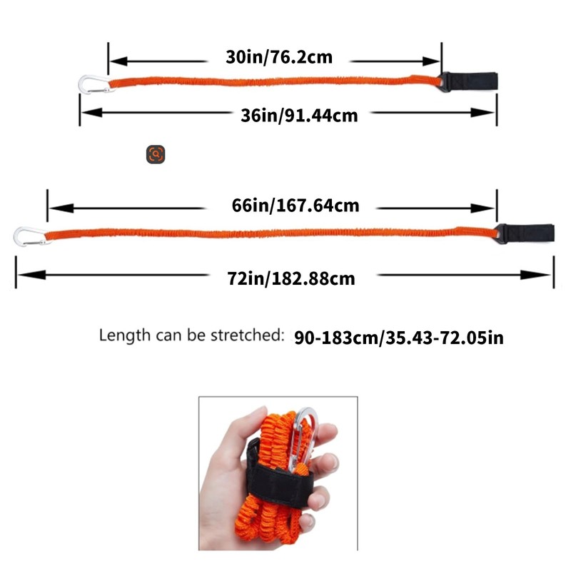 Zeizafa Elastische Kajaks-Paddelleine, Angeln, Krawatte, Ruderseil, dehnbar, gewickelt, verhindert Verlust
