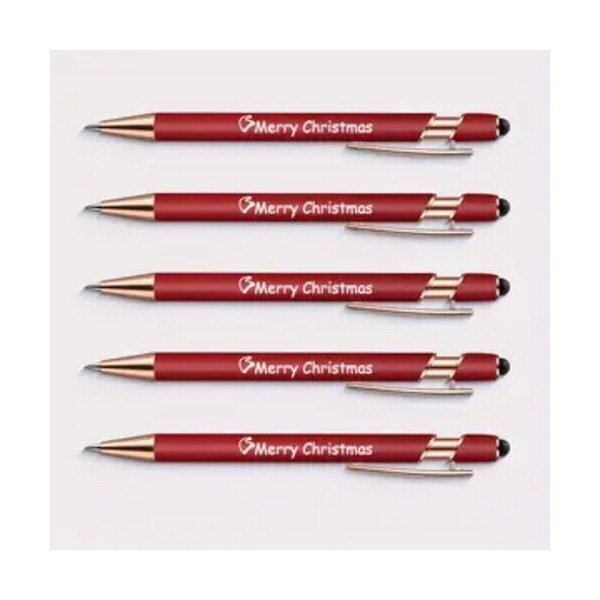 Retractable Ball point pens black with Merry Christmas engraving