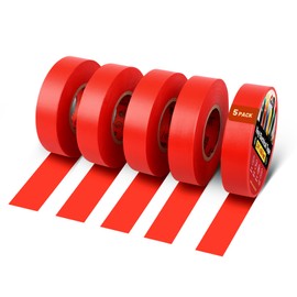 RED WOLF Red Electrical Tape 3/4 Inch x 66 Ft Industrial Grade UL/CSA Listed 7 Mil Thick Flame Retardant High Temp Waterproof Electrical PVC Tape Electric Super Vinyl Rated 600V 5 Pack