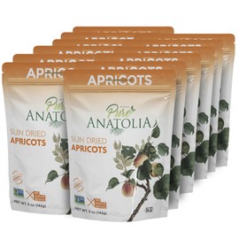 Turkish Sun Dried Apricots by Pure Anatolia, Non GMO, No Sugar Added, Sulfur Free, Kosher, Halal, Healthy Whole Fruit Fiber Snacks, Pack of 12