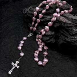 Rosary Beads Catholic Necklace for Women Catholic Cross Pendant Necklace Religious Necklaces Religious Jewelry First Communion Gifts for Men Women