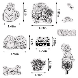 Sellos transparentes para el día de San Valentín para hacer tarjetas, San Valentín, bicicleta, palabras de amor, sellos de goma transparente, gnomo, enano, para bricolaje, fotos, álbumes de recortes, tarjetas, suministros de manualidades
