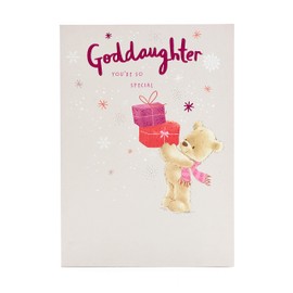UK Greetings Goddaughter Christmas Card- Cute Christmas Card for Goddaughter- Christmas Card for Her with Cute Teddy- Multi