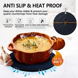 Amncml Silicone Trivet Mats - 3 Heat Resistant Pot Holders, Non-Slip Hot Pads for Kitchen, Food Grade Silicone, BPA Free, Easy to Wash (Black and Grey 6-Piece Set)