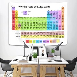 Jipusai Updated Periodic Table Poster Tapestry Classroom Decor, High School Chemistry Science Teaching Studying Periodic Table Tapestries, Large Fabric Educational Wall Hanging Tapestry 80x60 IN