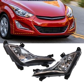 BIXIBIN Fog Lights Assembly, Pair Left+Right Side for 2014 2015 2016 Hyundai Elantra GT, Halogen Fog Lamp Set, 92201-3X210/92202-3X210, Left+Right, Clear Lens, Driver+Passenger Side, L4 1.8L/2.0L