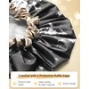 mikimini Large Shower Cap for Women Long Hair, Black and