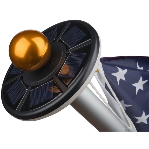Sunnytech 2nd Generation Solar Flag Pole with 20LED Light, Brightest