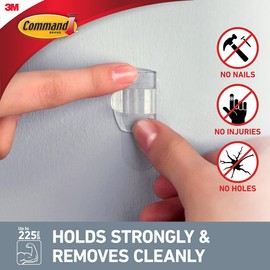 Command Round Cord Clips, Clear, 4-Clip