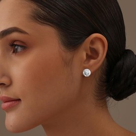 Charmsy Mothers Day Gifts 925 Sterling Silver Jewelry Pierced Earrings | Bright Diamond Cut Click Top Omega Back Earrings for Women 13mm