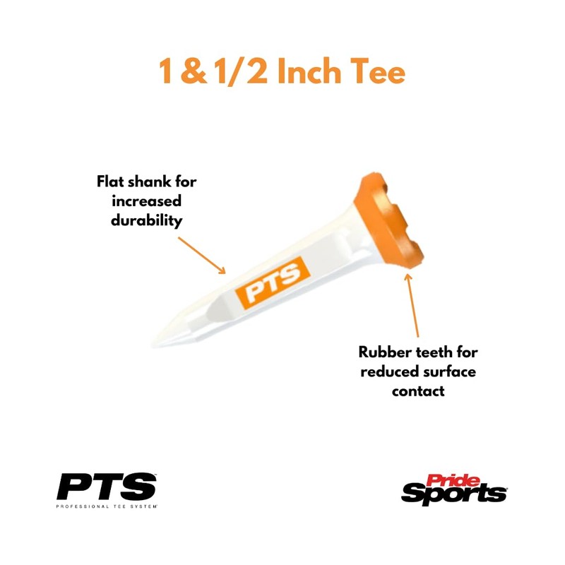 Pride Sports Maxx Pro 2.0 PTS Plastic Tees, Blue/Orange, 3-1/4