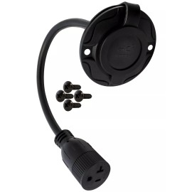 AC WORKS® 1.5ft 15A 125V NEMA 5-15P Flanged Power Input Inlet Cord With Cover by AC WORKS®