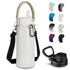 KXIAOCHEN 32 oz Insulated Water Bottle With Strap, Cold For 48 Hrs Leak Proof, Triple Wall Stainless Steel Sports Water Bottle With Straw And Spout Lid For Gym Hiking Travel