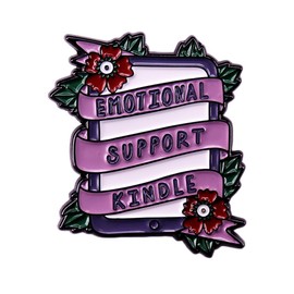 Humorous Quote Pin Brooch Emotional Support Kindle Pad Shape Hard Enamel Pin Psychological Mental Health Awareness Promotion Activity Souvenir Floral Ribbon Brooch Badge for Hat Jacket Canvas Bag