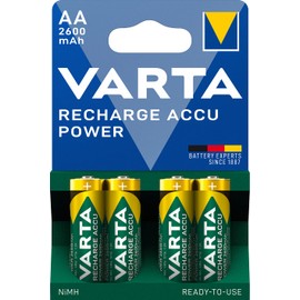 VARTA Rechargeable Ready2Use Pre-Charged AA Mignon Ni-Mh Battery (4-Pack, 2,600mAh, 4-Pack), Rechargeable Without Memory Effect - Ready for immediate use