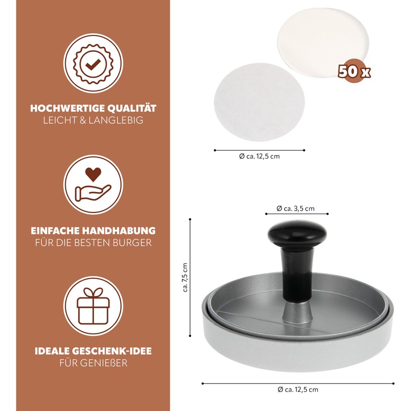 bremermann Burger Press // Includes 50 x Non-Stick Dividers //