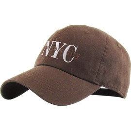 KB-LOW2 BRN NYC New York City Cotton Cap Adjustable Hat Polo Style Low Profile Dad Hat Brown