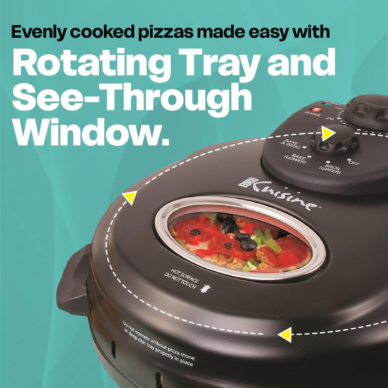 Euro Cuisine PM600 Rotating Pizza Maker with 12 Inch Non-stick