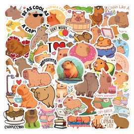Kinretixia 60 Piece Waterproof Capybara Sticker Set for Children, Vinyl Stickers, Colourful and Scratch-Resistant, Ideal for DIY Decorations on Laptop, Car, Skateboard