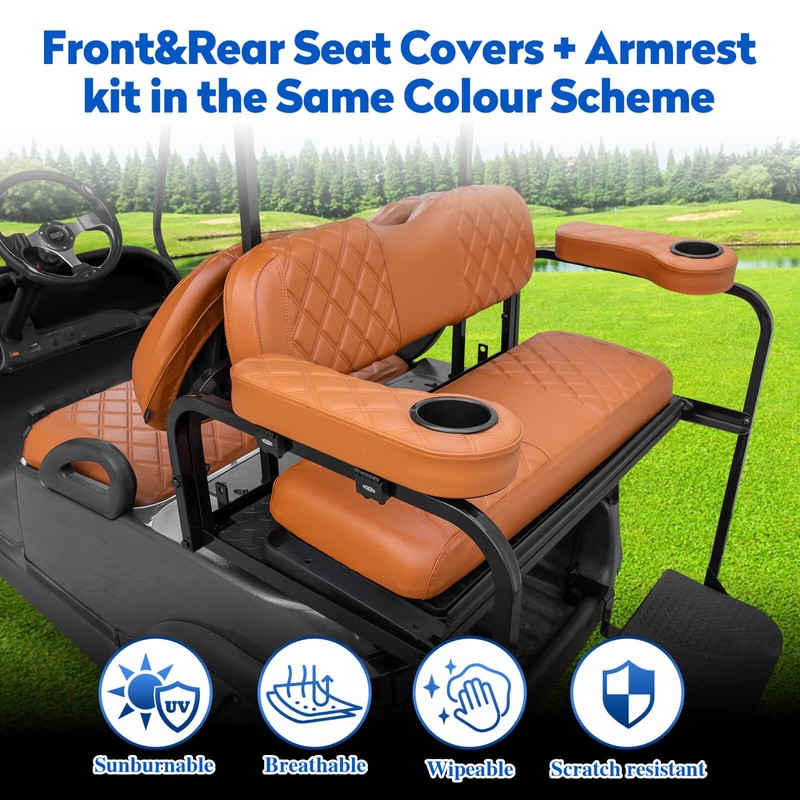 NOKINS Golf Cart Seat Covers for YAMAHA/G29/Drive2, Vinyl Front&Rear Seat