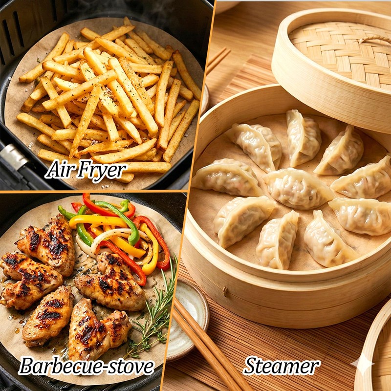 200 Pcs Non-Stick 16 Inch Round Parchment Paper Brown Natural