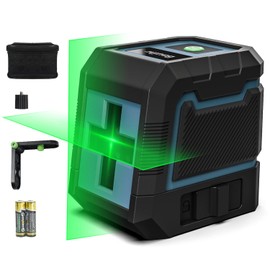 Bauihr Nivel Láser Autonivelante con Línea Cruzada de Haz Verde (Línea Vertical y Horizontal Nivelador Láser de 100ft/30m con Ajuste del Brillo, para Colgar Cuadros y Aplicaciones de DIY