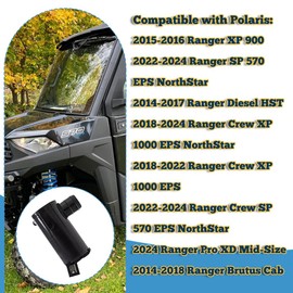 Windshield Washer Pump for Polaris Crew XP 1000 EPS/Ranger XP 900 EPS/SP 570 EPS NorthStar 2014-2024, 12V Wiper Fluid Washer Pump Replace 2205140