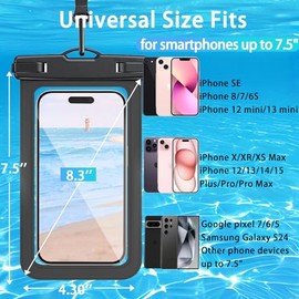 2 Pack Waterproof Phone Pouch with Adjustable Lanyard