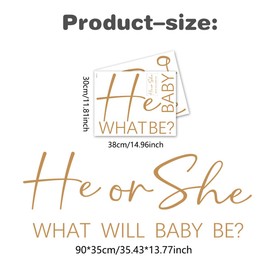 He or She Baby Gender Reveal Wall Decals - Vinyl Stickers for Backdrop Party Supply