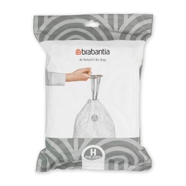 Brabantia PerfectFit Trash Bags (Size H/13.2-16 Gal) Thick Plastic Trash Can Liners with Drawstring Handles (40 Bags)