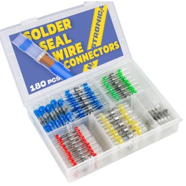 haisstronica 180PCS Solder Seal Wire Connectors-haisstronica Heat Shrink Solder Wire Connectors-Waterproof Butt Connectors - Insulated Electrical Connectors Butt Splice(5Colors/5Size)