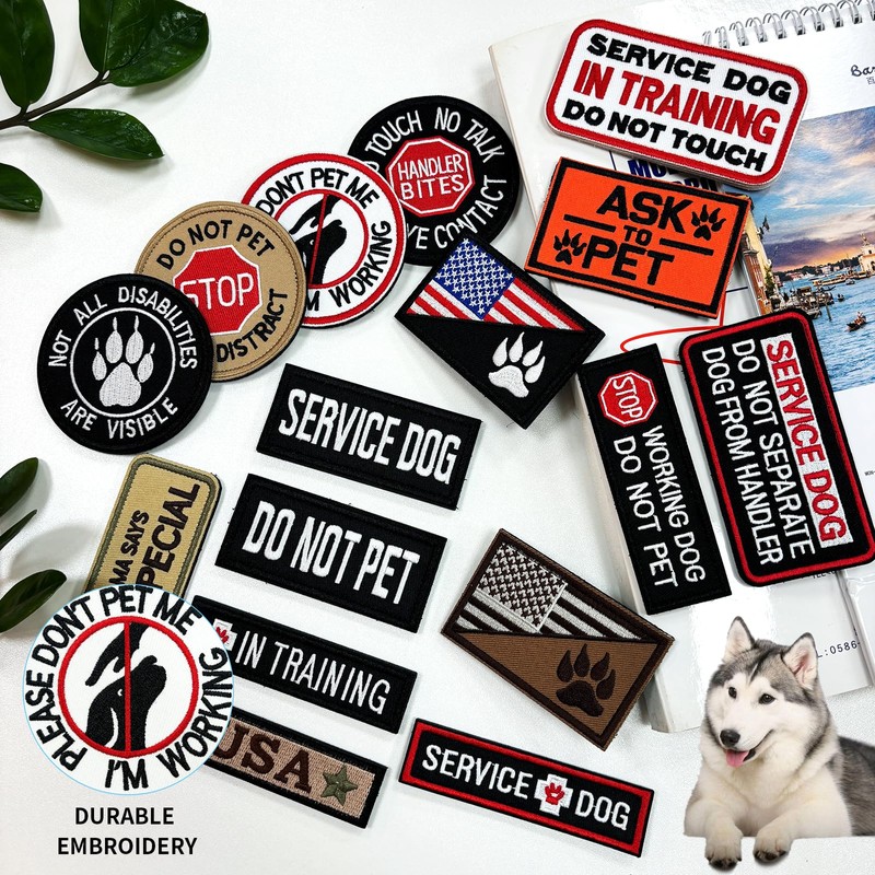 GUX 16 Pack Service Dog Patches Set, Tactical K9 Working