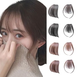 Bangs Wig Hairpin Whorl Iron Clip Part Point Hide Gray Lucup (Brown Black, No Sides)