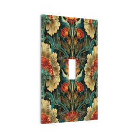 SgEdao Decorative Switch Covers Plate Morris Red Flowers Rustic Floral Blue Vine 1 Gang Wall Plate Single Toggle Wall Cover Plate Jumbo Electrical Light Switch Plate Faceplate for Home Decor