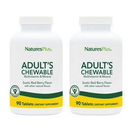 Natures Plus Adult's Chewable, Exotic Red Berry Flavor - 90 Tablets, Pack of 2 - Multivitamin & Mineral Supplement - Vegetarian, Gluten Free - 180 Total Servings