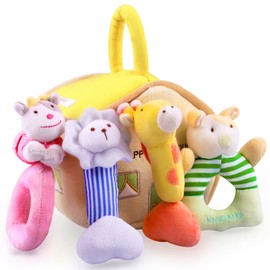 iPlay, iLearn Plush Baby Rattle Toys, Newborn Girls Boys Gift Basket, Infant Farm Stuffed Animal, Soft Barn Set, Sensory Tumny Time, 1st Unique Shower Easter Stuffer 2 3 4 6 9 12 18 Month Toddler 1 Yr