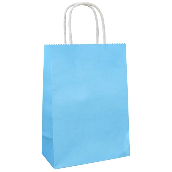 ADIDO EVA 25 PCS Small Gift Bags Blue Kraft Paper Bags with Handles for Party Favors (8.2 x 6 x 3.1 In)