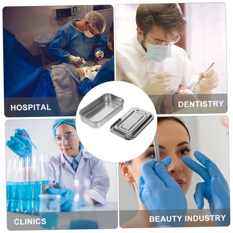 JECOMPRIS Stainless Steel Tray with Lid Medical Instrument Tray