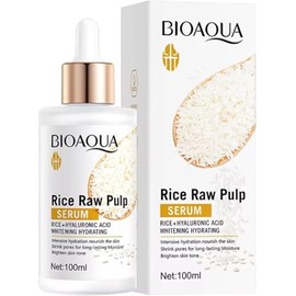 BIOAQUA Sérum Facial de Arroz con Ácido Hialurónico, 100ml, Hidratante, Blanqueador y Aclarante, Reduce Poros, Antiarrugas