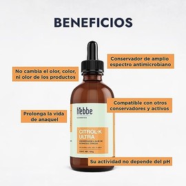 HEBBE - Citrol K 100 g | Conservador cosmético y alimenticio |conservador liquido de Amplio Espectro | Compatible con formulas a bas de agua | No Afec