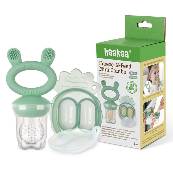Haakaa Mini Combo alimentador para bebé para introducir nuevos sabores + bandeja para congelar de silicon sin BPA