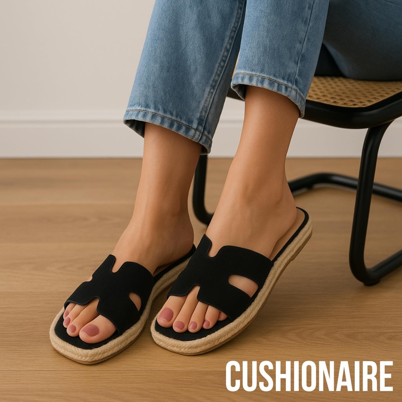 CUSHIONAIRE Avocado Women’s Espadrille Slide Sandal – Suede Cutout Upper