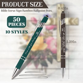 Fuutreov 50 Pcs Christian Pens Gift Bulk Bible Verse Inspirational Ballpoints Screen Touch Positive Scripture Metal Pens for Bible Set Sunday School Teacher Pastor Church Men Women(Multicolor)
