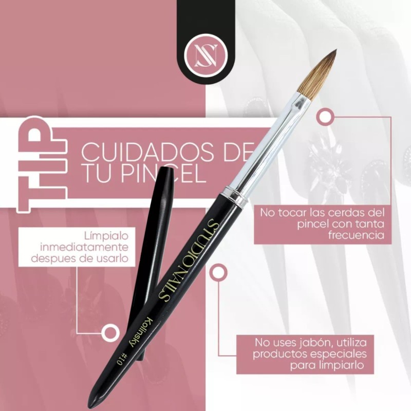 Studio Nails Pincel Kolinsky Profesional Uñas Acrílicas #10. Studio Nails