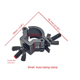 DJ Lighting Clamps 1” to 1.18” Lighting Mount Fits 25-30mm OD Pipe Heavy Duty 165 Lbs Hook Clamps Aluminum Alloy for Stage Light (2 Pcs Black 1Inch Clamp)