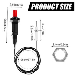 2 Sets Piezo Spark Igniters with 2 Push Button Piezo Igniter Replacements, Metal Threaded Grill Igniter Sets with Straight Needle Ceramic Electrode Wires and Nuts for Gas Fireplace Kitchen